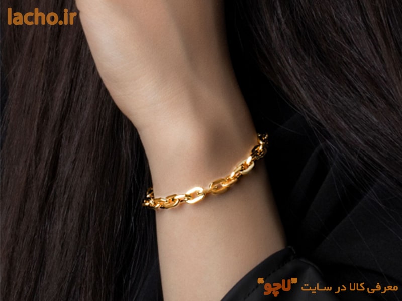 دستبند زنانه استیل طلایی ارزان