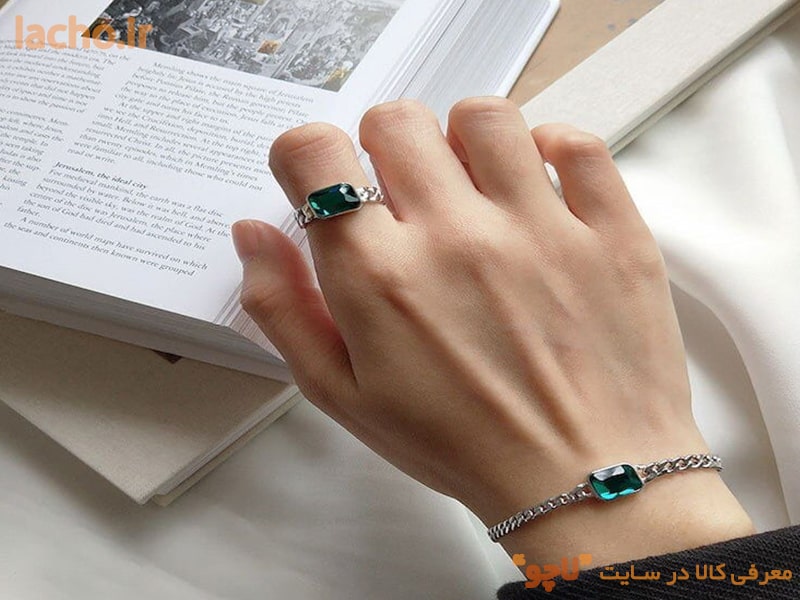 دستبند زنانه نقره ارزان نگین دار