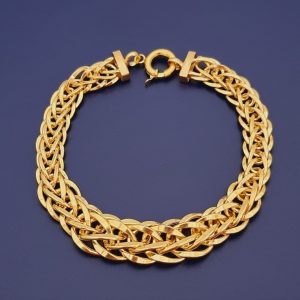 دستبند طلا 18 عیار زنانه گالری یارطلا مدل بافت کد DMS01