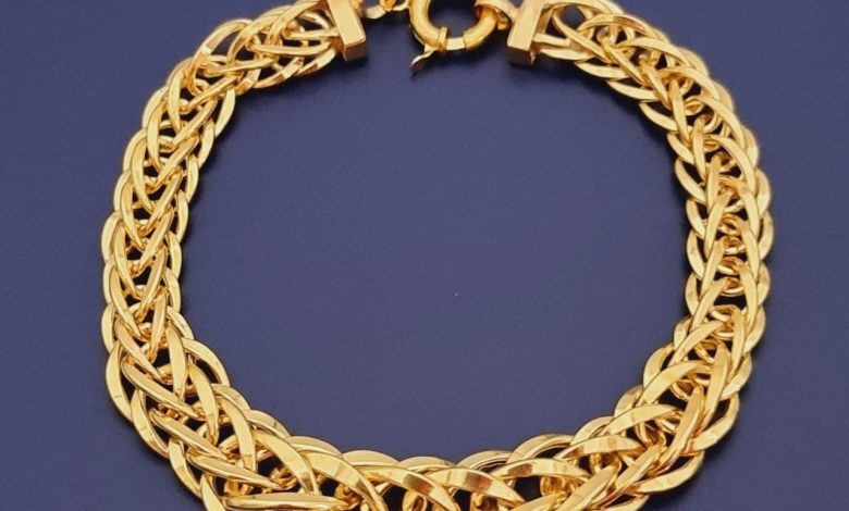 دستبند طلا 18 عیار زنانه گالری یارطلا مدل بافت کد DMS01